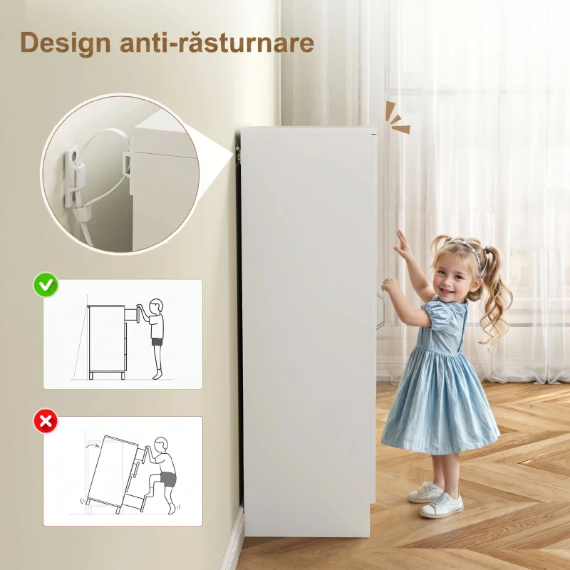 HOMCOM Dulap pentru pantofi cu 6 rafturi reglabile din lemn, alb, 55x35x108 cm
