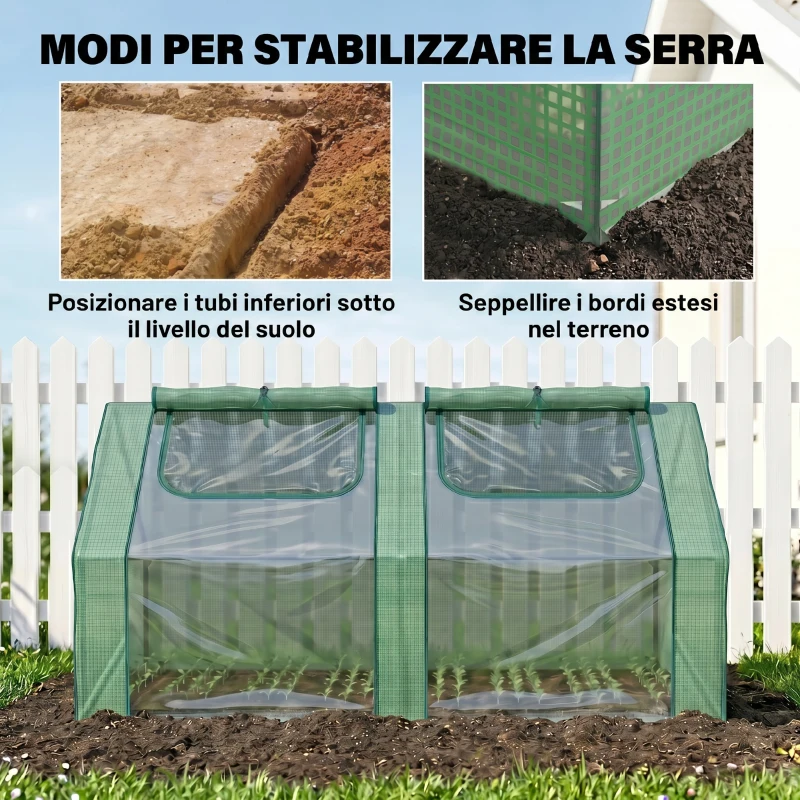Outsunny Serra per Piante Orto con 2 Coperture in PE e PVC, Struttura in Acciaio - Verde 180x90x90cm