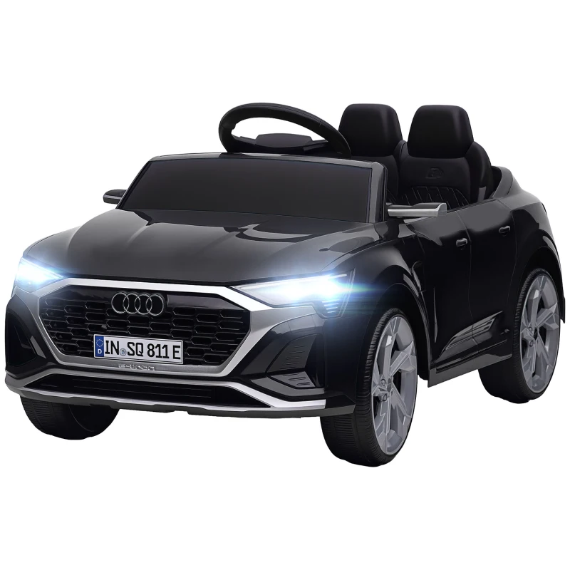 AIYAPLAY Elektro-Kinderauto, 12V Audi Q8, 3-5 km/h, Fernsteuerung, Scheinwerfer, Musik, Schwarz