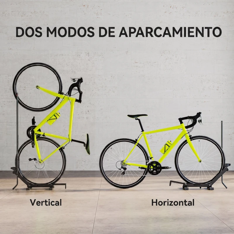 SPORTNOW Soporte para Bicicletas de Acero Aparca Bicis de Suelo Plegable Portátil para Casa Garaje Taller 75x41x71-81 cm Negro