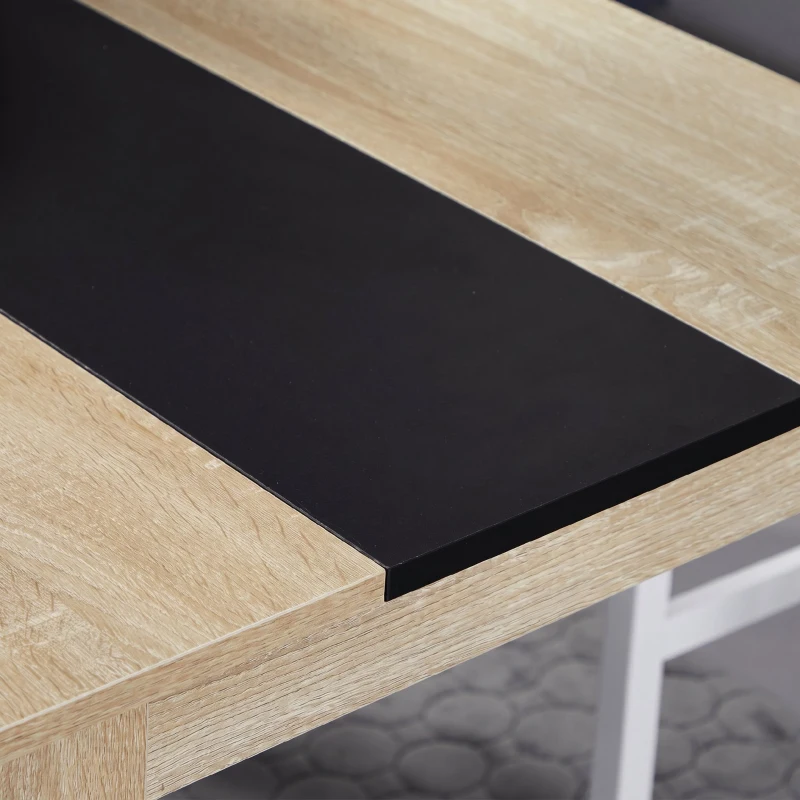 HOMCOM Masă de sufragerie modernă din lemn pentru 4-6 persoane, 120x69x75cm, culoare negru și lemn