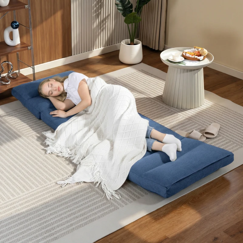 HOMCOM Sitzsack mit Bettfunktion, neigbare Lehne, klappbar, bis 120kg, 70 x 72 x 56 cm, Dunkelblau