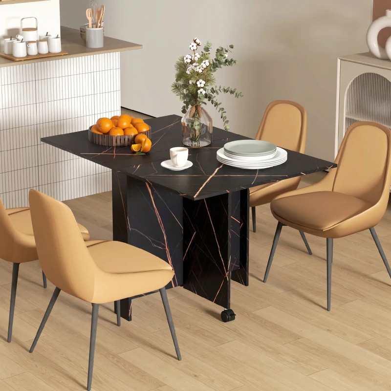 HOMCOM Masă Pliabil Multifuncțional Con Roți E 2 Extensii In Lemn 120x80x73cm