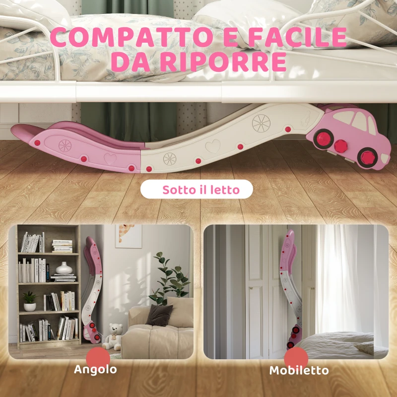 AIYAPLAY Scivolo per Bambini in HDPE con Zona di Ammortizzazione Integrata, per Divani, Letti, Età 18-48 Mesi, Rosa