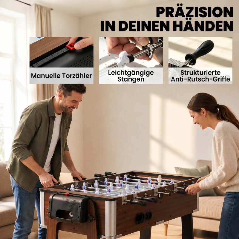 SPORTNOW 3-in-1 Multi Spieltisch drehbar Multifunktionstisch mit Billardtisch Tischfußball Airhockey Ablagefach