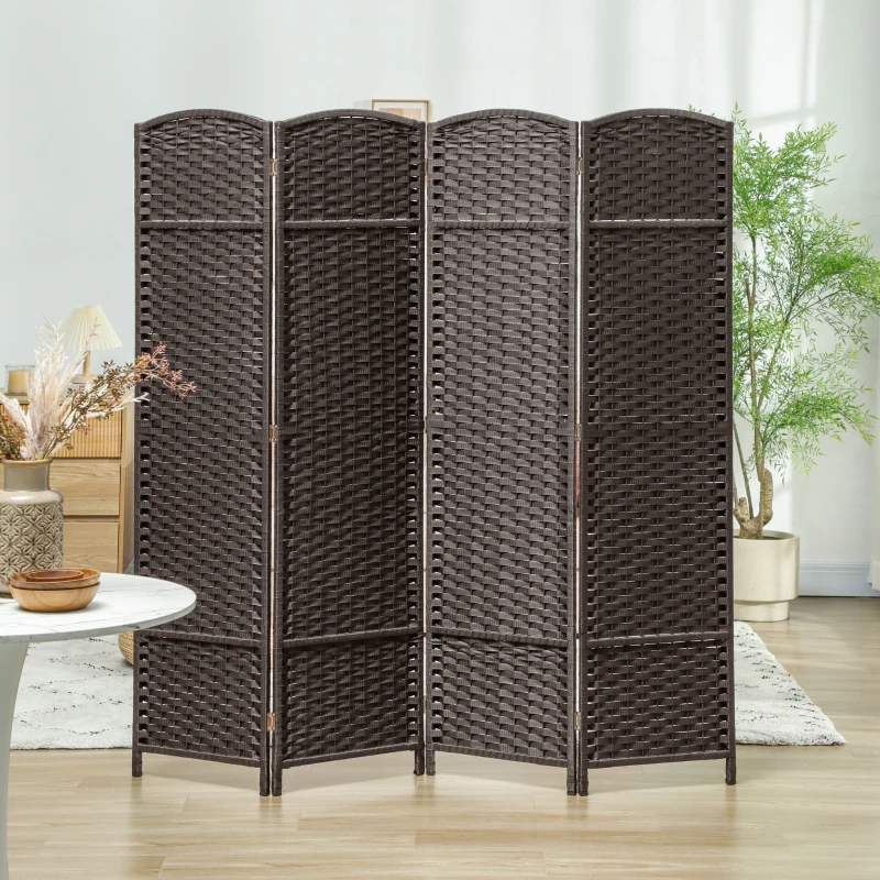 HOMCOM Biombo Separador de Ambientes de 4 Paneles Biombo Plegable 160x170 cm para Salón Dormitorio Oficina Marrón