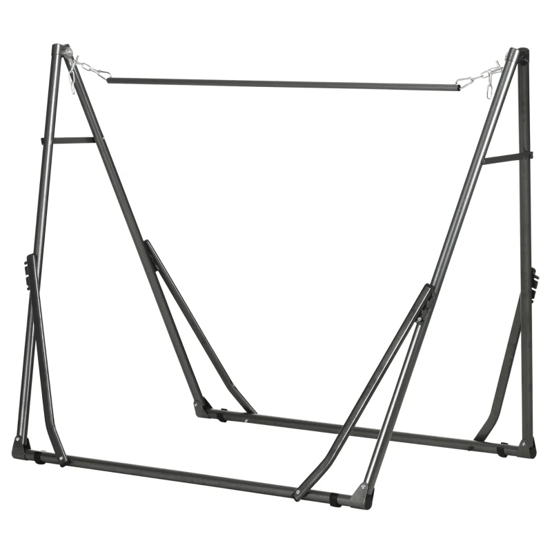 Outsunny 2-in-1 hangmatstandaard, weerbestendig, droogrek, 290 cm x 92 cm x 88 cm, zwart