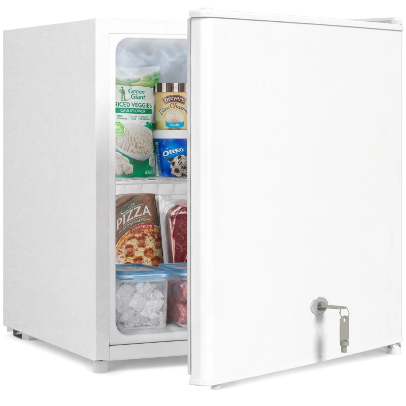 HOMCOM Mini-Congelador 35 L Caixa de Congelação elétrica independente 161 W Mini Congelador 47 x 44,2 x 48,8 cm Branco