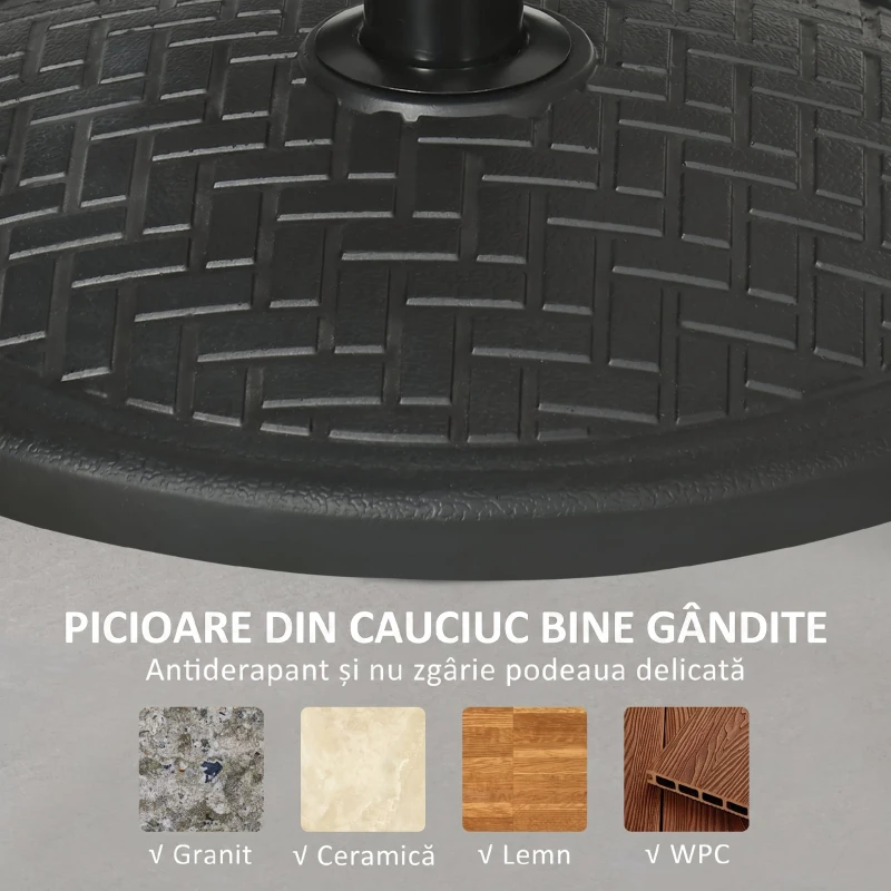 Outsunny Bază pentru umbrelă de 14kg pentru stâlpi cu diametru Ø32-38 mm, din metal și ciment, Ø46 cm, neagră