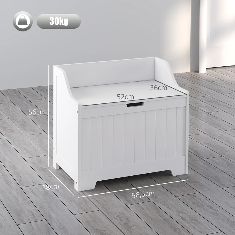 HOMCOM Aufbewahrungstruhe, Holzkiste mit Deckel, viel Stauraum, modernes Design, Weiß