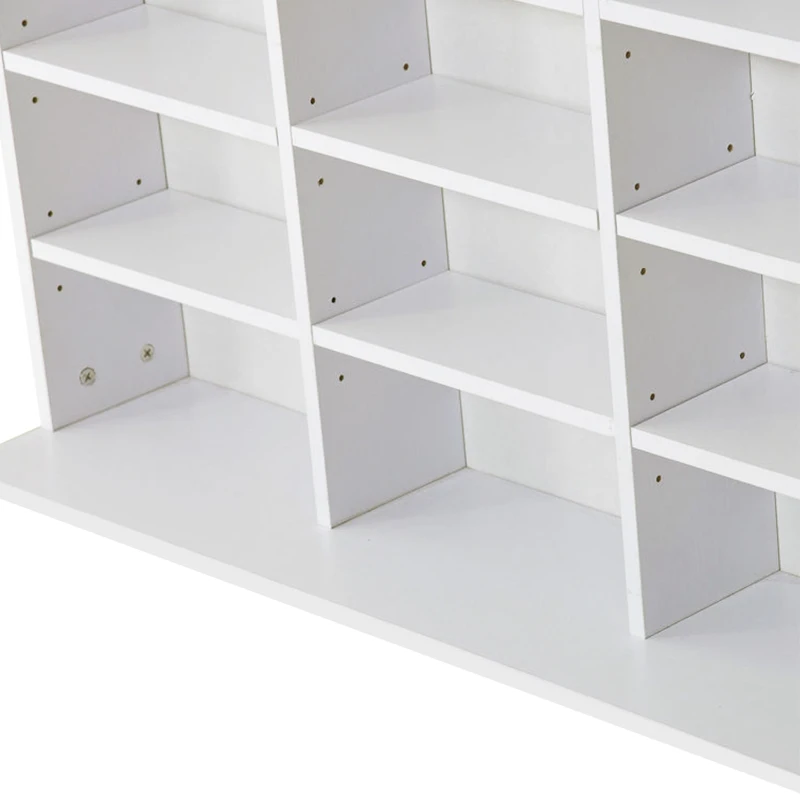 HOMCOM Bibliotecă pentru CD-uri din lemn cu 3 coloane și 12 rafturi reglabile, 102x23,5x195 cm, alb