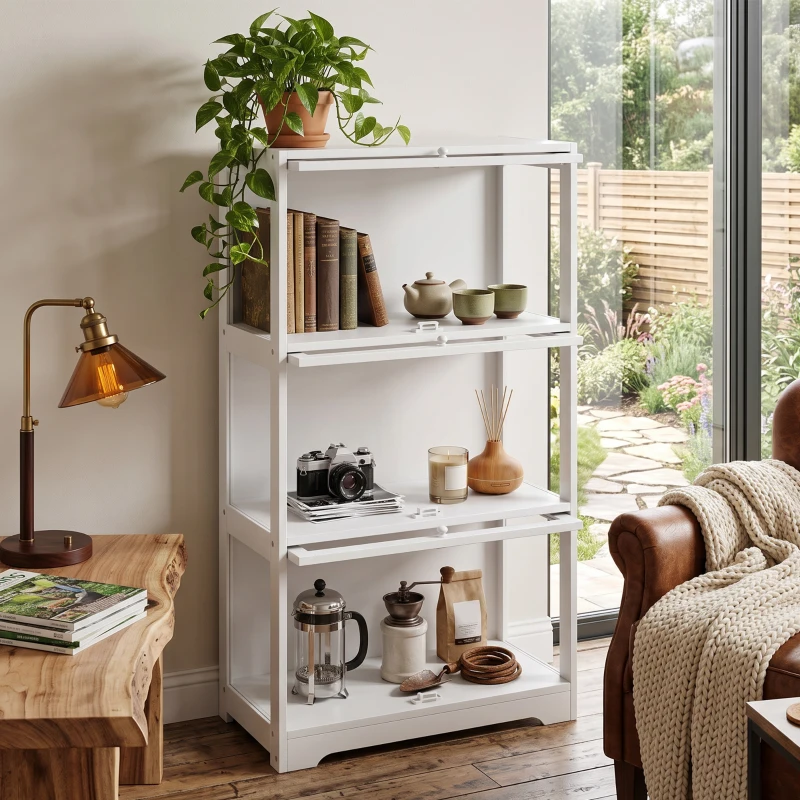 HOMCOM 3-stufige Vitrine für Sammlungen mit aufklappbaren Acryltüren für Figuren, 59x30x106 cm, Weiß