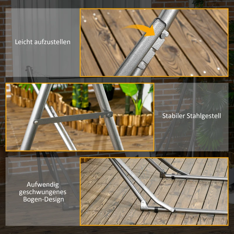 Outsunny 2-in-1 hangmatstandaard, weerbestendig, droogrek, 290 cm x 92 cm x 88 cm, zwart