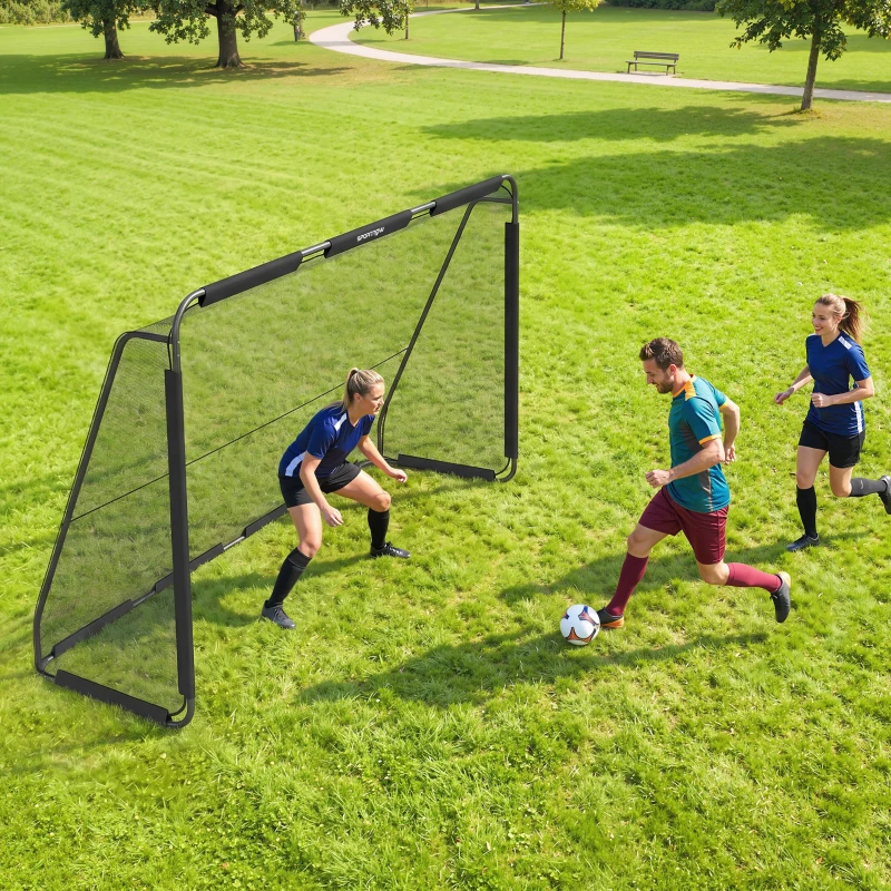 SPORTNOW Poartă de Fotbal 3x2 m, cu Plasă Rezistentă și Cadru Metalic Stabil, Negru