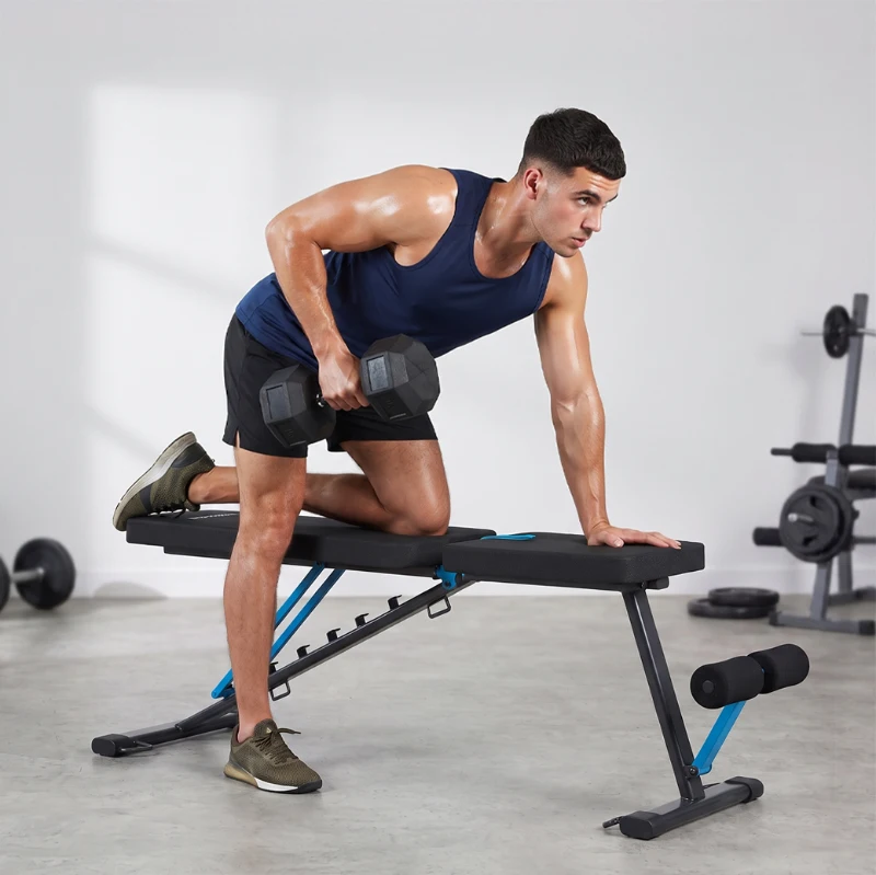 SPORTNOW Hantelbank verstellbar Trainingsbank mit Beinstrecker 7-Fach Rückenlehne, verstellbar Polster 300 kg Last