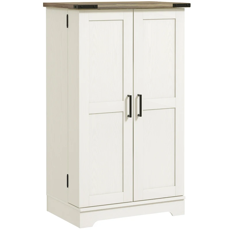 HOMCOM Armario Despensa Cocina con 2 Puertas 16 Estantes y Estante Ajustable para Comedor Salón 60x40x104 cm Crema