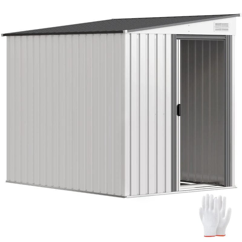 Outsunny Metall Gerätehaus 2,81m² 154x206,5x181 cm Geräteschuppen mit Pultdach Fundament(m-12)