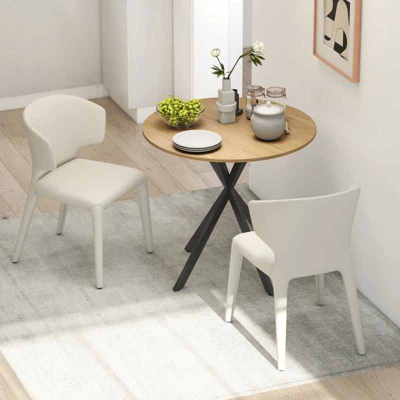 HOMCOM,Masă de Dining,Stil Industrial,PAL, oțel,80cm x 80cm x 75cm,Stejar