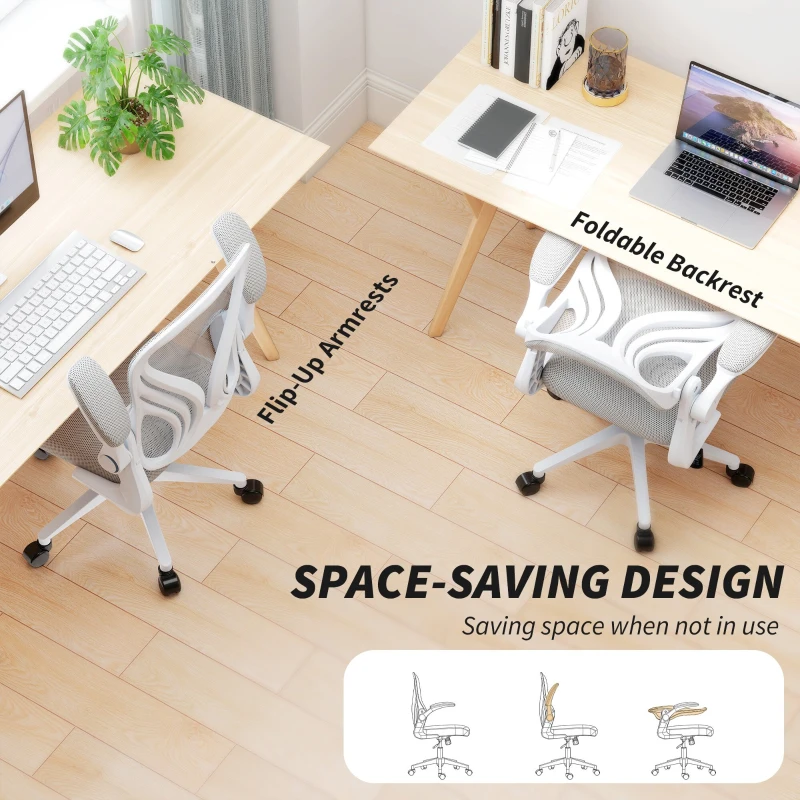 HOMCOM Mesh Office Chair with Foldable Backrest - Light Grey