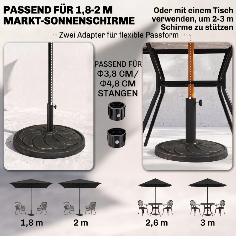 Outsunny Parasolvoet Parasolhouder, weerbestendig, Ø53 x 33H cm, Zwart