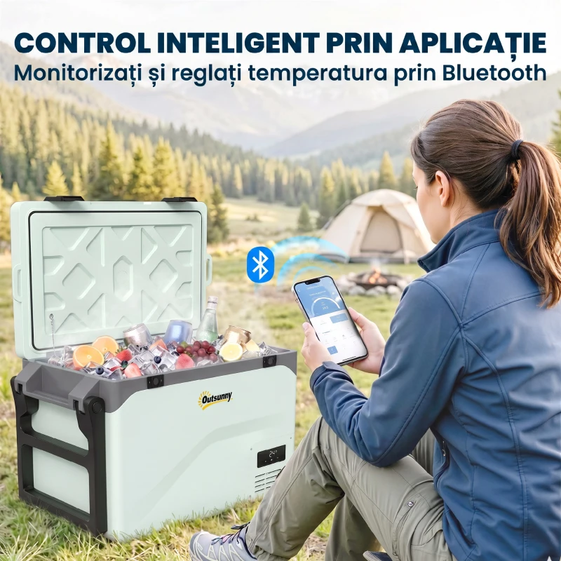 Outsunny Frigider Portabil 42,5L cu Compresor și Control prin Aplicație, -20℃ la 20℃