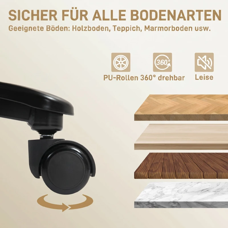 HOMCOM Chefsessel Ergonomisch Bürostuhl bis 200 kg mit Samtoptik, Hoher Rückenlehne, für Büro und Homeoffice Schwarz