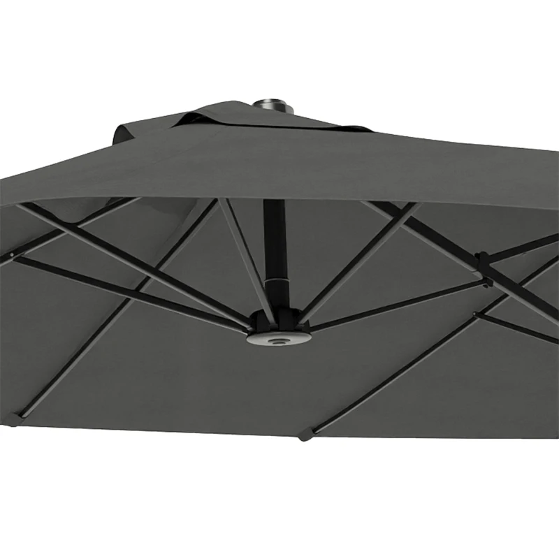Outsunny Dubbele Zonnescherm, Dubbele Parasol 2,7m voor Tuin en Terras, Gezins, Grijs