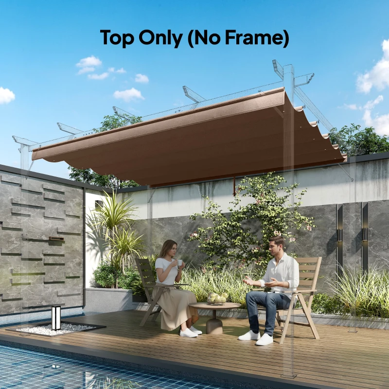 Outsunny Acoperiș pentru pergolă gazebo 4x3 m din poliester respirabil, culoare cafeniu, cu 10 orificii de drenaj