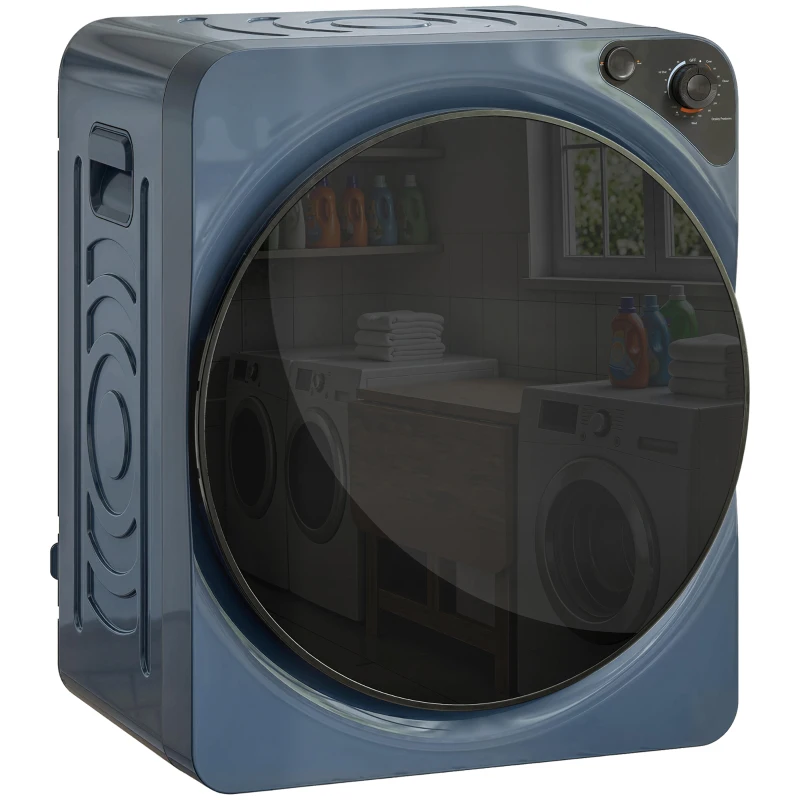 HOMCOM Sèche linge à évacuation compact, sèche-linge électrique 1000 W 3 Kg, 5 modes de séchage, cuve en acier inoxydable, bleu