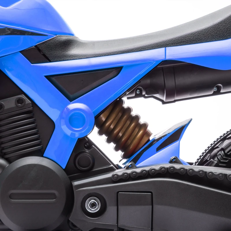 AIYAPLAY Motocicletă electrică pentru copii 3-8 ani, cu 2 motoare 12V, roți ajutătoare și claxon, 3 km/h, 30 kg, albastru