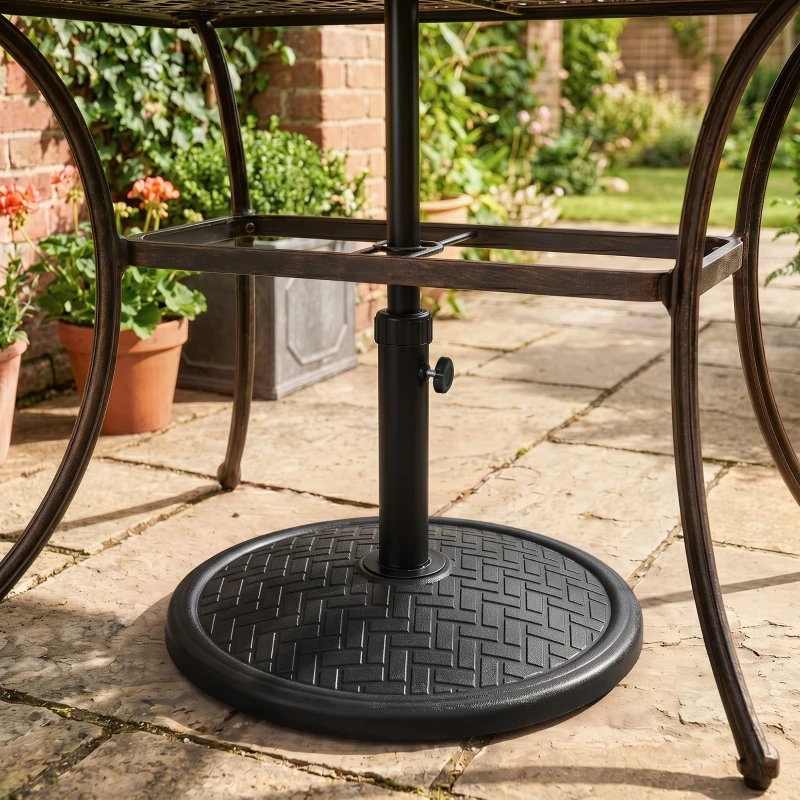 Outsunny Bază pentru umbrelă de 14kg pentru stâlpi cu diametru Ø32-38 mm, din metal și ciment, Ø46 cm, neagră
