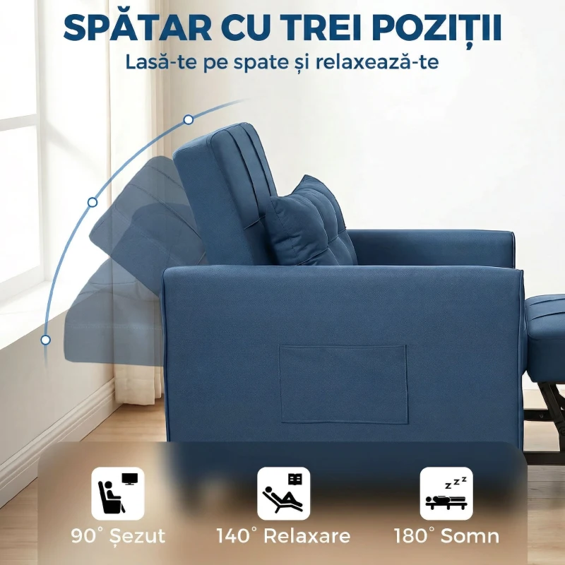 HOMCOM Fotoliu transformabil și reclinabil