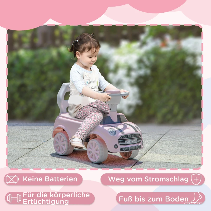 AIYAPLAY Loopauto voor Kinderen, Anti-Kantelbescherming, Toeter, Antislip Zitting, Kunststof, Roze