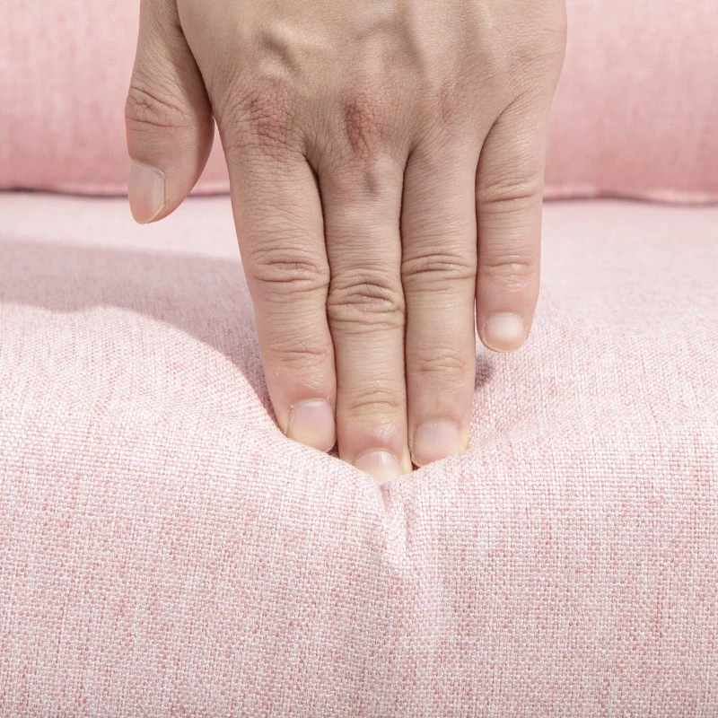 HOMCOM Fauteuil de salon coussins lombaires hauteur réglable pivotant 360° piètement en métal rose