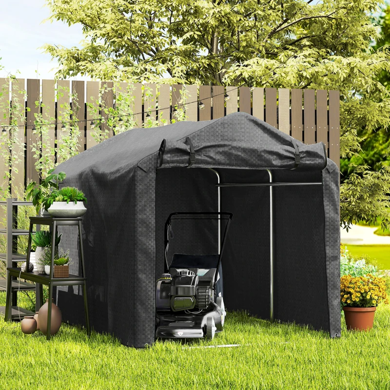 Outsunny Garagenzelt, wasserdicht Zeltgarage mit Tür, UV-beständig 220 x 157 x 165 cm Schwarz(m-9)