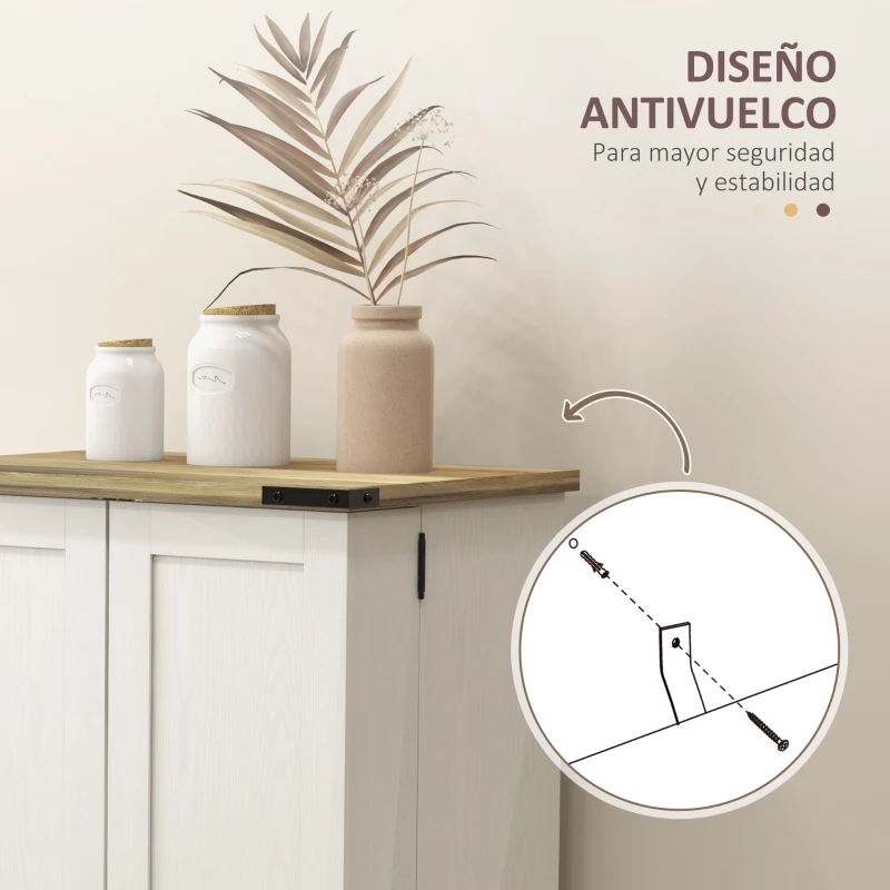 HOMCOM Armario Despensa Cocina con 2 Puertas 16 Estantes y Estante Ajustable para Comedor Salón 60x40x104 cm Crema