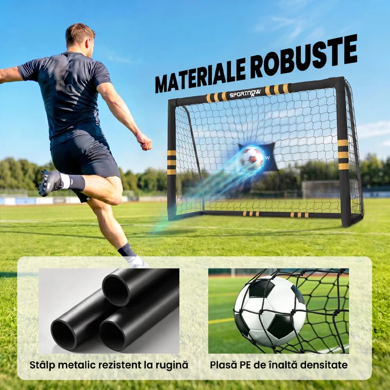 SPORTNOW Poartă de Fotbal Portabilă 240x85x160 cm cu Căptușeală din EPE, Alb