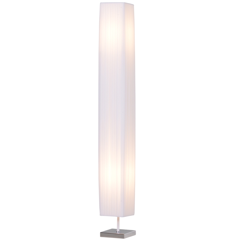 HOMCOM Candeeiro de Pé com 2 Casquilhos E27, Ecrã em Tecido, Interruptor de Pedal e Base em Aço Inoxidável, Branco