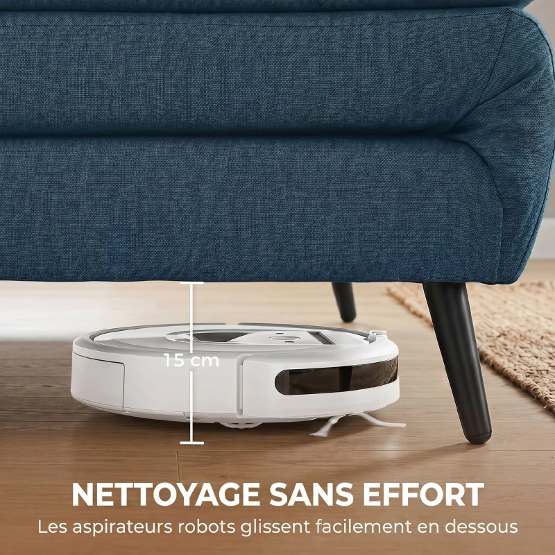 HOMCOM Canapé Convertible 2 Places, Canapé-Lit Clic-Clac 3 en 1 avec Dossier Réglable, Oreiller, Assise Large, Bleu
