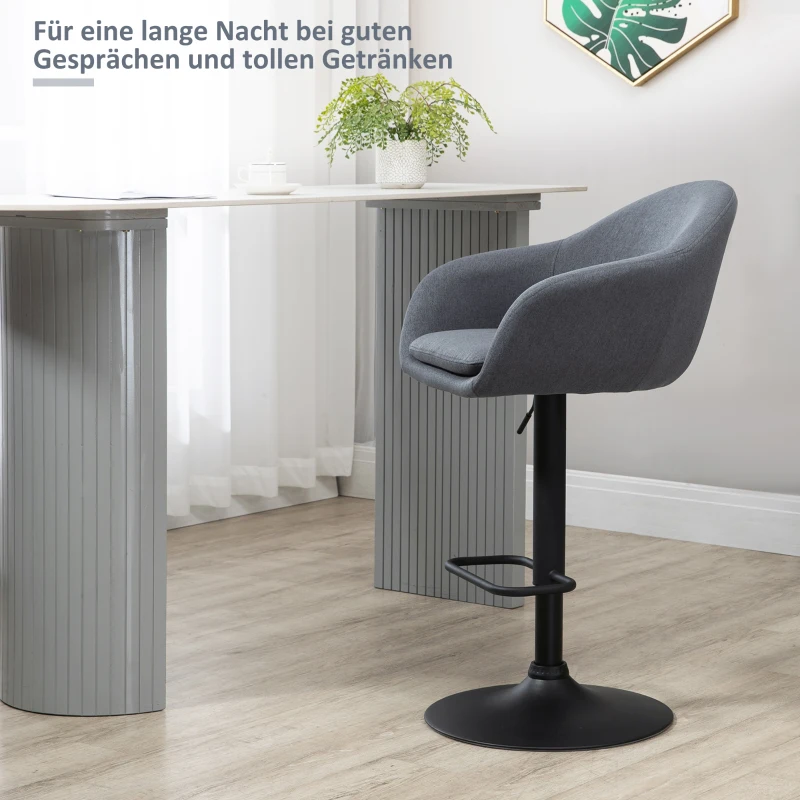HOMCOM barkruk 92-112cm In hoogte verstelbare barkruk met linnenlook Donkergrijs