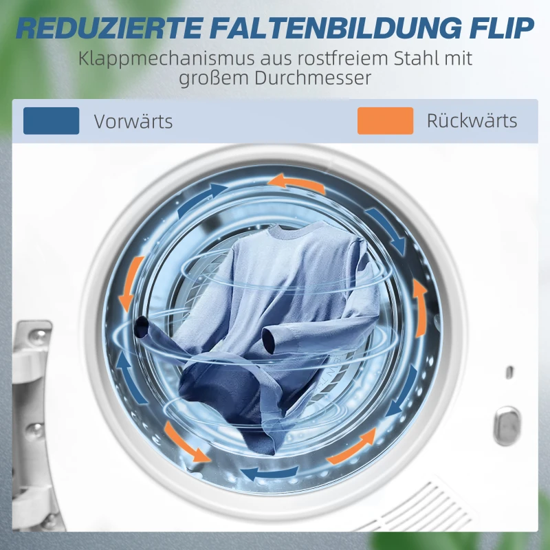HOMCOM Wasdroger met UV-Desinfectie, Compact Ontwerp, 4 kg Capaciteit, Roestvrijstaal, Wit(m-6)