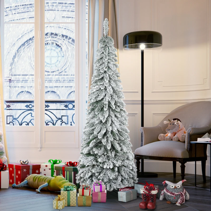 HOMCOM Kunstmatige Kerstboom 1,80 m levensecht, vol uiterlijk slanke vorm