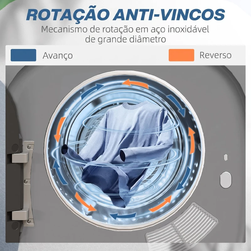 HOMCOM Máquina de Secar Roupa de Exaustão 4 kg 800 W com Ecrã Tátil, Controlo de Tempo e Temperatura, Função Anti-rugas, Prata