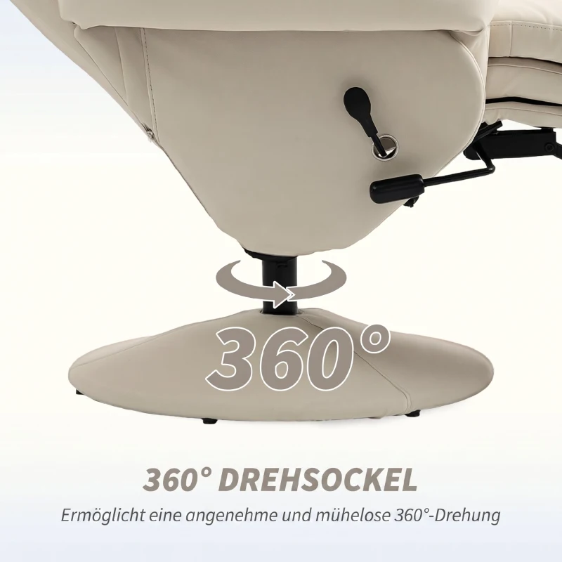HOMCOM Relaxfauteuil met ligfunctie, bekerhouder en zijvak voor woonkamer of slaapkamer – crème
