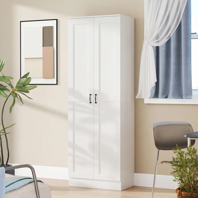 HOMCOM Armário de Despensa 175 cm com Espaço de Armazenamento Armário de Cozinha com Portas Fechamento Suave e Prateleiras Ajustáveis Branco