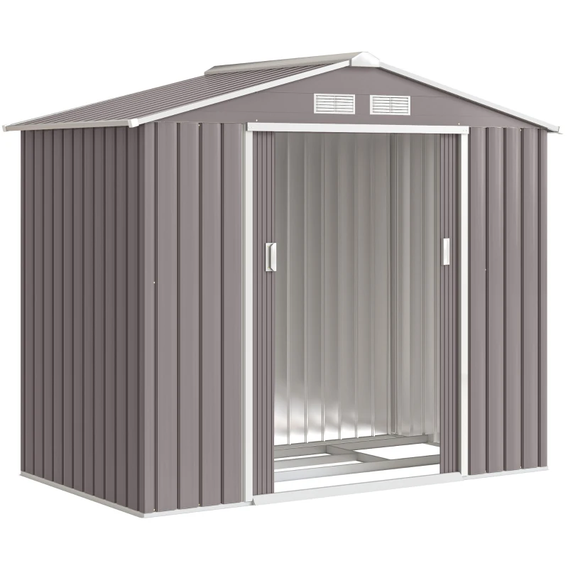 Outsunny Abri de Jardin Multi-équipé en Acier Gris 213 x 127 x 185 cm