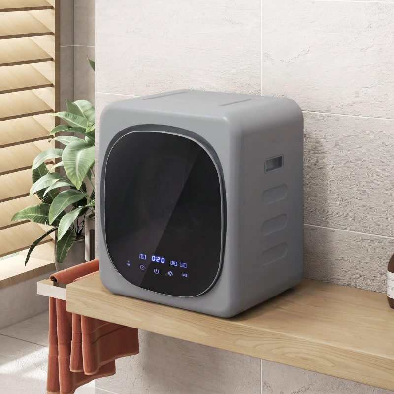 HOMCOM Máquina de Secar Roupa de Exaustão 4 kg 800 W com Ecrã Tátil, Controlo de Tempo e Temperatura, Função Anti-rugas, Prata