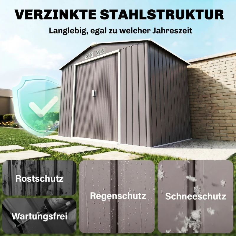 Outsunny Abri de Jardin Multi-équipé en Acier Gris 213 x 127 x 185 cm