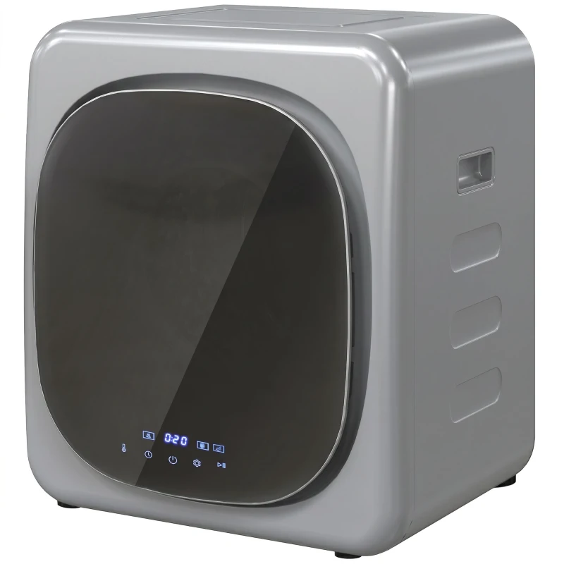 HOMCOM Máquina de Secar Roupa de Exaustão 4 kg 800 W com Ecrã Tátil, Controlo de Tempo e Temperatura, Função Anti-rugas, Prata
