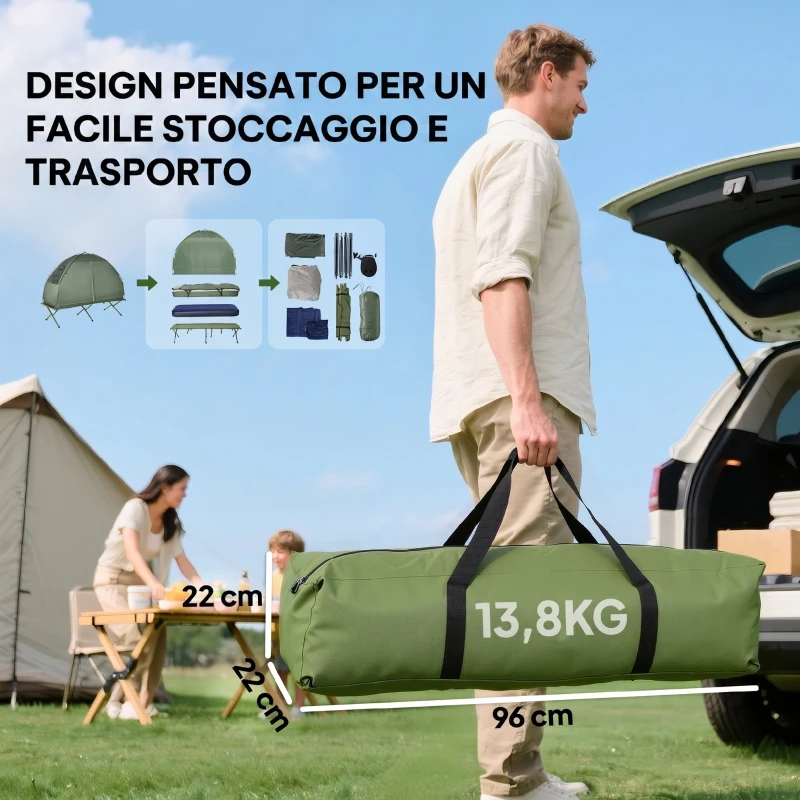 Outsunny – Tenda da Campeggio Moderno e Stabile 193 x 78 x 160cm Verde
